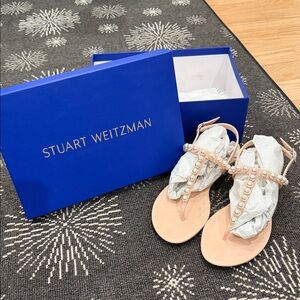Stuart Weitzman Pearl Embellished Sandals - Pink